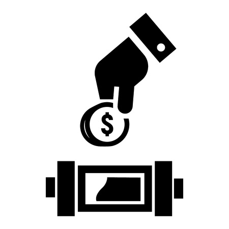 Put economy money coin icon. Simple illustration of put economy money coin icon for web design isolated on white backgroundの写真素材