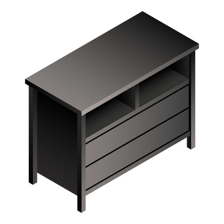 Black night stand icon. Isometric of black night stand vector icon for web design isolated on white backgroundのイラスト素材