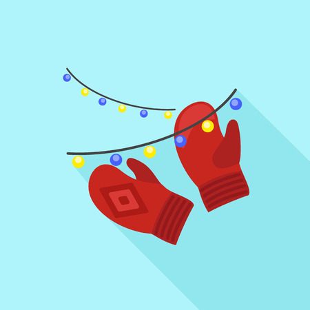 Red winter gloves icon. Flat illustration of red winter gloves icon for web designの写真素材