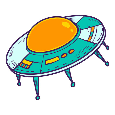 Ufo space ship icon. Hand drawn illustration of ufo space ship icon for web designの写真素材