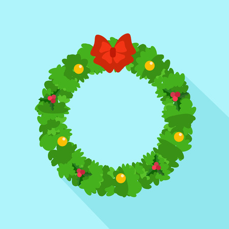 Christmas wreath icon. Flat illustration of christmas wreath icon for web designの写真素材