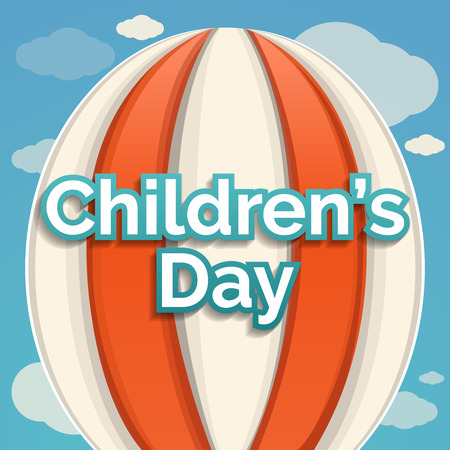 Air balloon children day concept background. Cartoon illustration of air balloon children day concept background for web designの写真素材