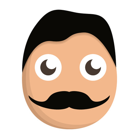 Mustache man face icon. Cartoon of mustache man face icon for web design isolated on white backgroundの写真素材