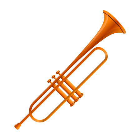 Gold trumpet icon. Cartoon of gold trumpet icon for web design isolated on white backgroundの写真素材