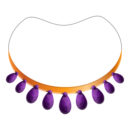 Purple necklace icon. Cartoon of purple necklace vector icon for web design isolated on white backgroundのイラスト素材