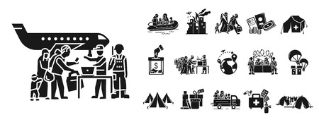 Migrant icon set. Simple set of migrant icons for web design on white backgroundの写真素材
