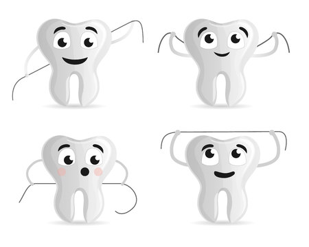 Dental floss icon set. Cartoon set of dental floss vector icons for web designのイラスト素材