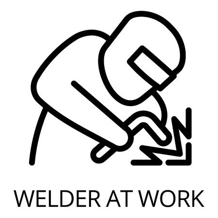 Welder at work icon. Outline welder at work vector icon for web design isolated on white backgroundのイラスト素材