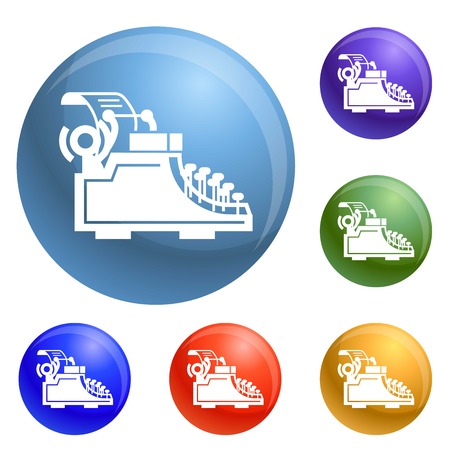 Desk typewriter icons set vector 6 color isolated on white backgroundのイラスト素材
