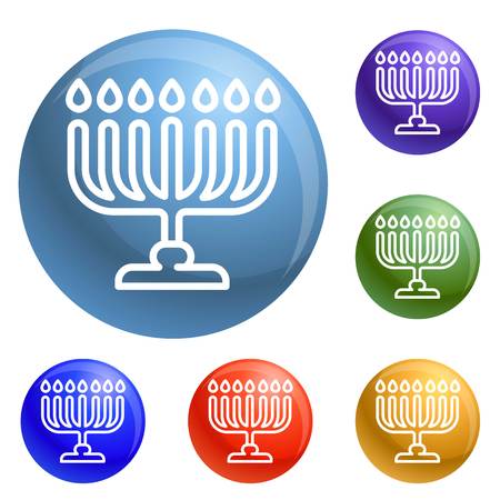 Menorah icons set vector 6 color isolated on white backgroundのイラスト素材