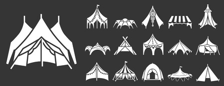 Canopy icon set. Simple set of canopy vector icons for web design on gray backgroundのイラスト素材