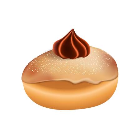 Chocolate jewish bakery icon. Realistic illustration of chocolate jewish bakery vector icon for web design isolated on white backgroundのイラスト素材