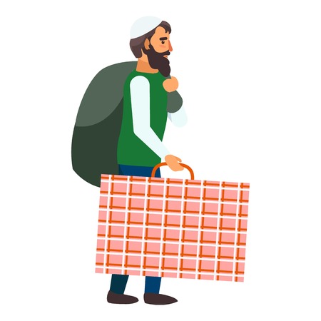 Immigrant man icon. Flat illustration of immigrant man vector icon for web designのイラスト素材