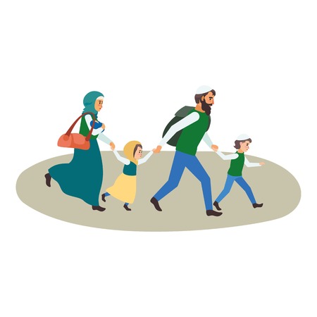 Refugee family icon. Flat illustration of refugee family vector icon for web designのイラスト素材