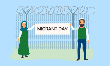 Migrant day concept banner. Flat illustration of migrant day vector concept banner for web designのイラスト素材