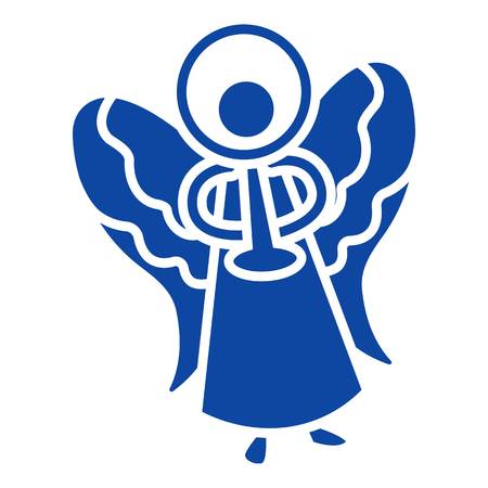 Blue xmas angel icon. Simple illustration of blue xmas angel vector icon for web design isolated on white backgroundのイラスト素材