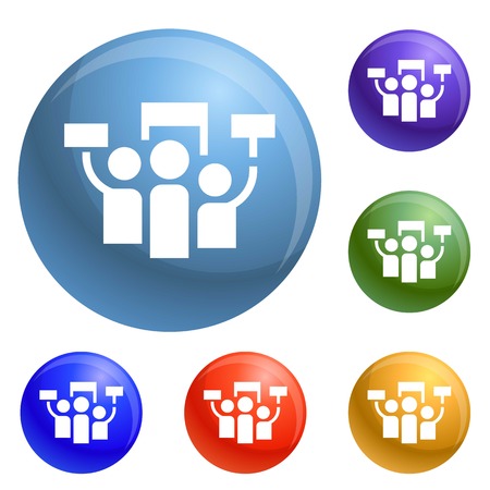 Protest icons set vector 6 color isolated on white backgroundのイラスト素材