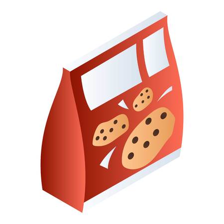 Biscuit pack icon. Isometric of biscuit pack vector icon for web design isolated on white backgroundのイラスト素材