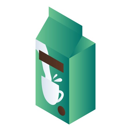 Green milk package icon. Isometric of green milk package vector icon for web design isolated on white backgroundのイラスト素材