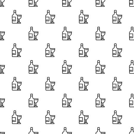 Wine bottle and glass pattern seamless vector repeat for any web designのイラスト素材
