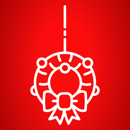 Xmas door wreath icon. Outline Xmas door wreath vector icon for web designのイラスト素材