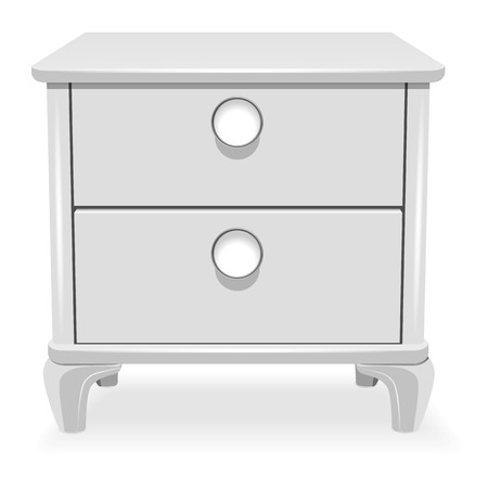 White nightstand icon. Realistic illustration of white nightstand vector icon for web design isolated on white backgroundのイラスト素材