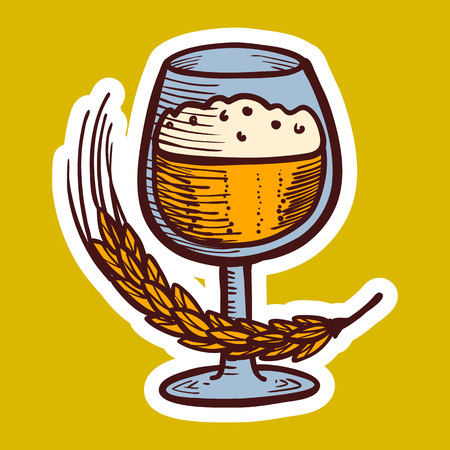 Glass of wheat drink icon. Hand drawn illustration of glass of wheat drink vector icon for web designのイラスト素材