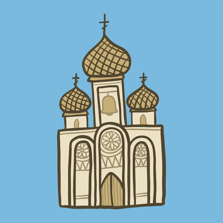 Christian church icon. Hand drawn illustration of christian church vector icon for web designのイラスト素材