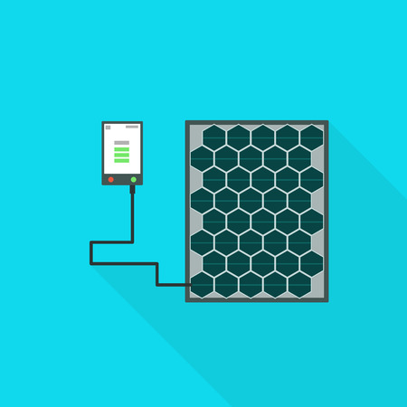 Charging solar cell icon. Flat illustration of charging solar cell vector icon for web designのイラスト素材