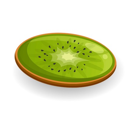 Slice of kiwi icon. Cartoon of slice of kiwi vector icon for web design isolated on white backgroundのイラスト素材