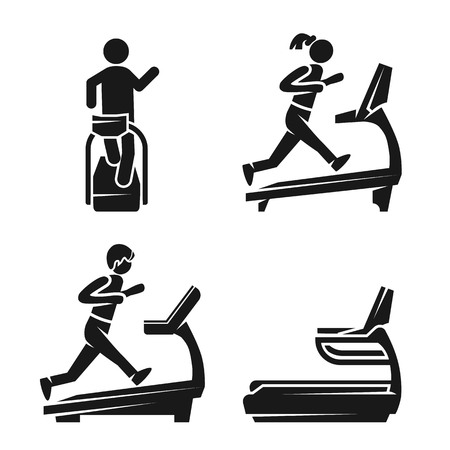 Treadmill icon set. Simple set of treadmill vector icons for web design on white backgroundのイラスト素材
