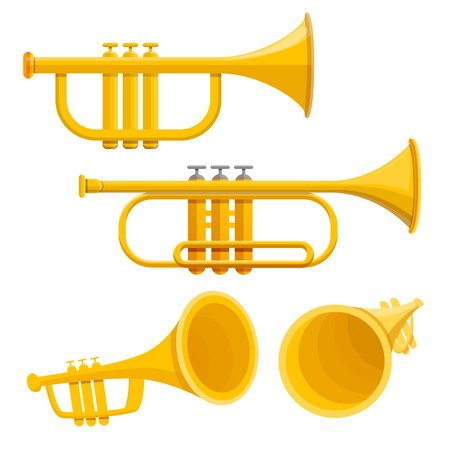 Trumpet icon set. Cartoon set of trumpet vector icons for web designのイラスト素材