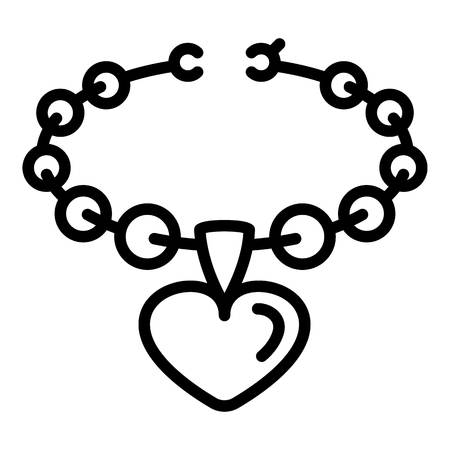 Heart on necklace icon. Outline heart on necklace vector icon for web design isolated on white backgroundのイラスト素材