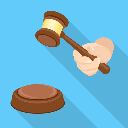 Wood gavel icon. Flat illustration of wood gavel vector icon for web designのイラスト素材