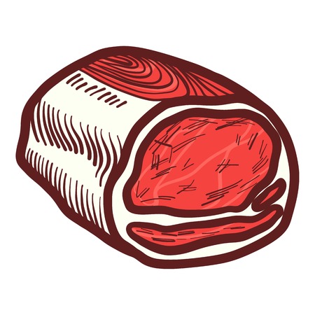 Meat of steak icon. Hand drawn illustration of meat of steak vector icon for web designのイラスト素材