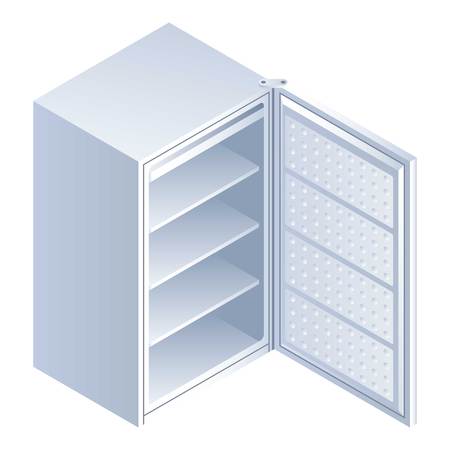 Open fridge icon. Isometric of open fridge icon for web design isolated on white backgroundの写真素材