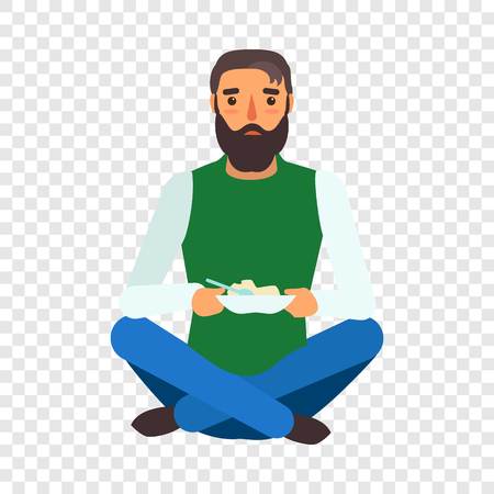 Refugee man eat icon. Flat illustration of refugee man eat vector icon for web designのイラスト素材