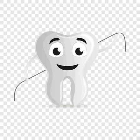 Tooth with dental floss icon. Cartoon of tooth with dental floss vector icon for web design for web designのイラスト素材