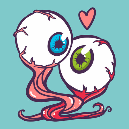 Couple love eyeball icon. Hand drawn illustration of couple love eyeball vector icon for web designのイラスト素材