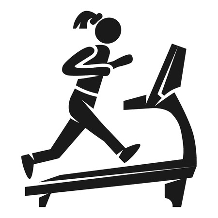 Girl on treadmill icon. Simple illustration of girl on treadmill vector icon for web design isolated on white backgroundのイラスト素材