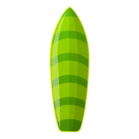 Green striped surfboard icon. Cartoon of green striped surfboard vector icon for web design isolated on white backgroundのイラスト素材