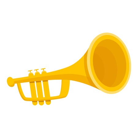 Gold trumpet icon. Cartoon of gold trumpet vector icon for web design isolated on white backgroundのイラスト素材