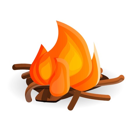 Forest bonfire icon. Cartoon of forest bonfire vector icon for web design isolated on white backgroundのイラスト素材