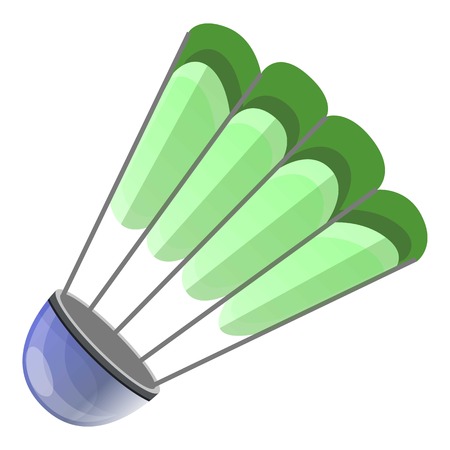 Green shuttlecock icon. Cartoon of green shuttlecock vector icon for web design isolated on white backgroundのイラスト素材