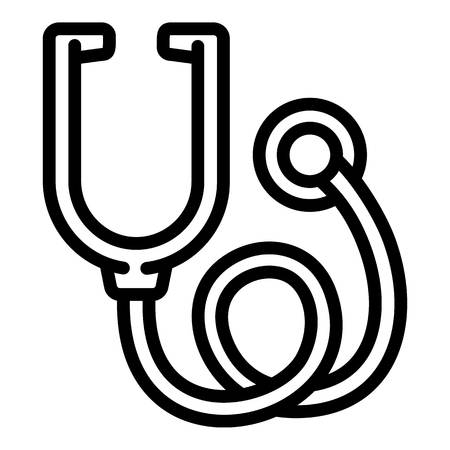 Medical stethoscope icon. Outline medical stethoscope icon for web design isolated on white backgroundの写真素材