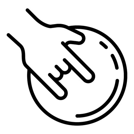 Hand bowling ball icon. Outline hand bowling ball icon for web design isolated on white backgroundの写真素材