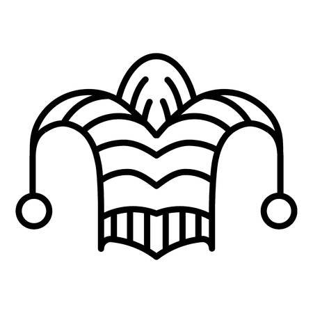 Jester fool hat icon. Outline jester fool hat vector icon for web design isolated on white backgroundのイラスト素材