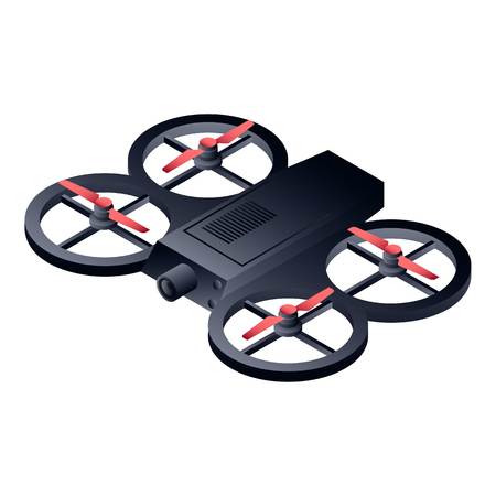 Black drone icon. Isometric of black drone vector icon for web design isolated on white backgroundのイラスト素材
