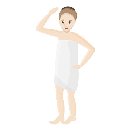 Woman in spa towel icon. Cartoon of woman in spa towel vector icon for web design isolated on white backgroundのイラスト素材