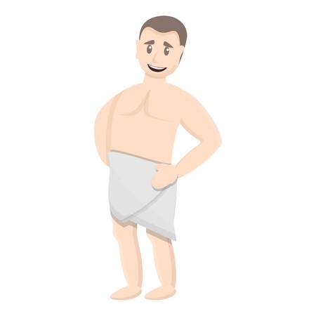 Man in bath towel icon. Cartoon of man in bath towel vector icon for web design isolated on white backgroundのイラスト素材